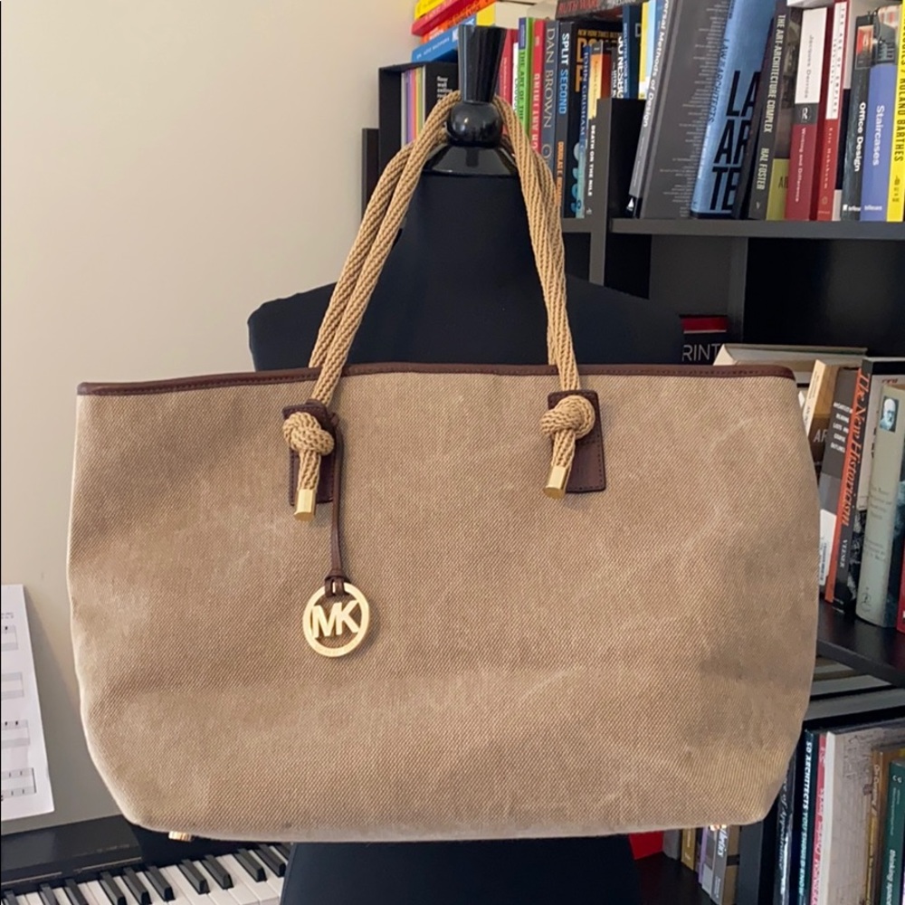 Michael Kors handbag. Hues of beige and brown